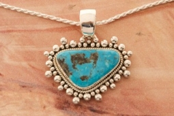Artie Yellowhorse Genuine Rare Morenci Turquoise Sterling Silver Pendant